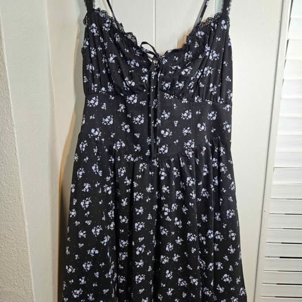 Black Purple Floral Corset Mini Sundress 2XL | Like New